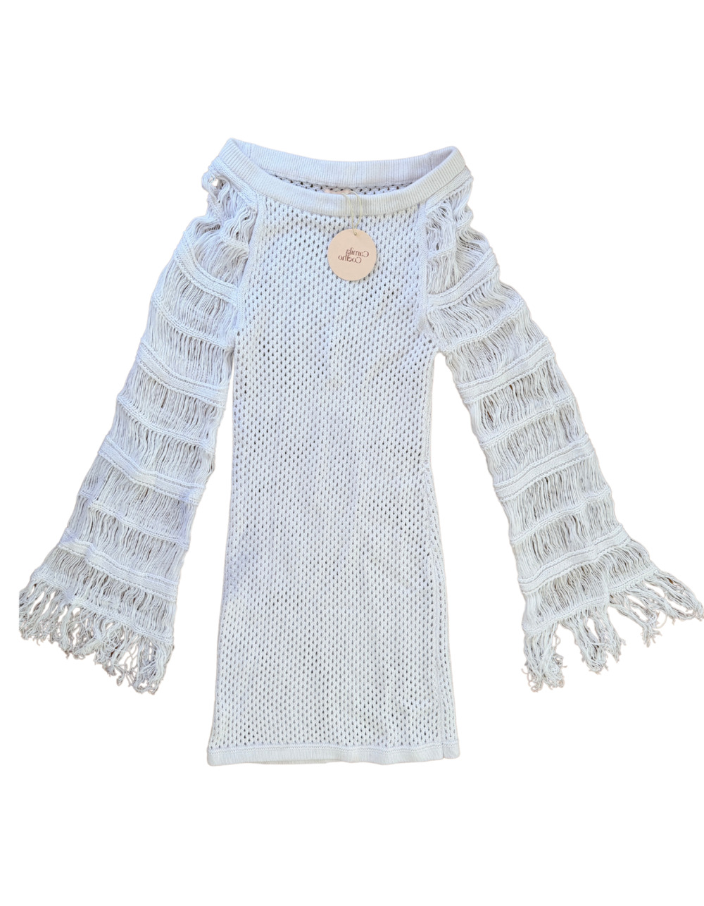 Camila Coelho White Crochet Cold-Shoulder Mini Dress (New With Tags)
